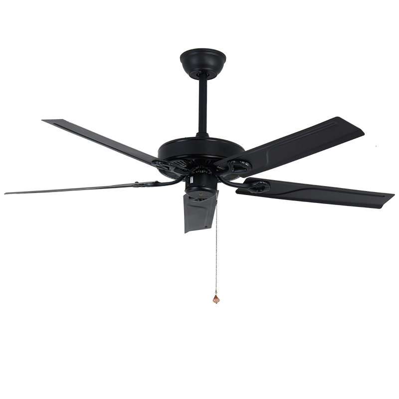 无灯吊扇灯餐厅简约黑色复古电风扇铁叶吊扇灯客厅美式乡村吊扇灯