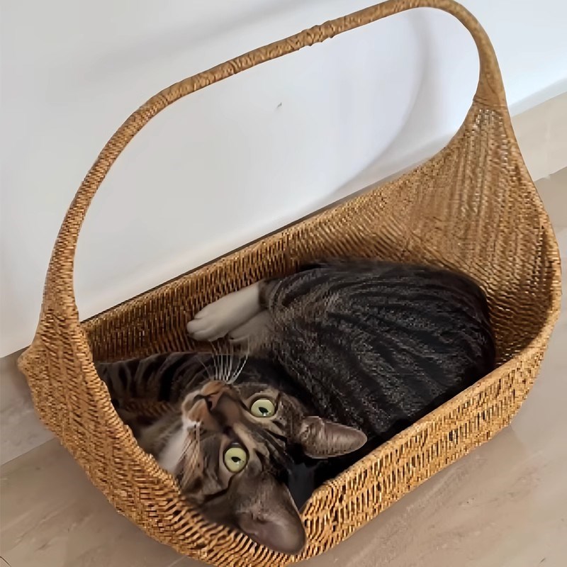 采购产品宠物窝,藤猫窝,四季通用,布娃娃猫夏天特殊半封闭蔬菜篮