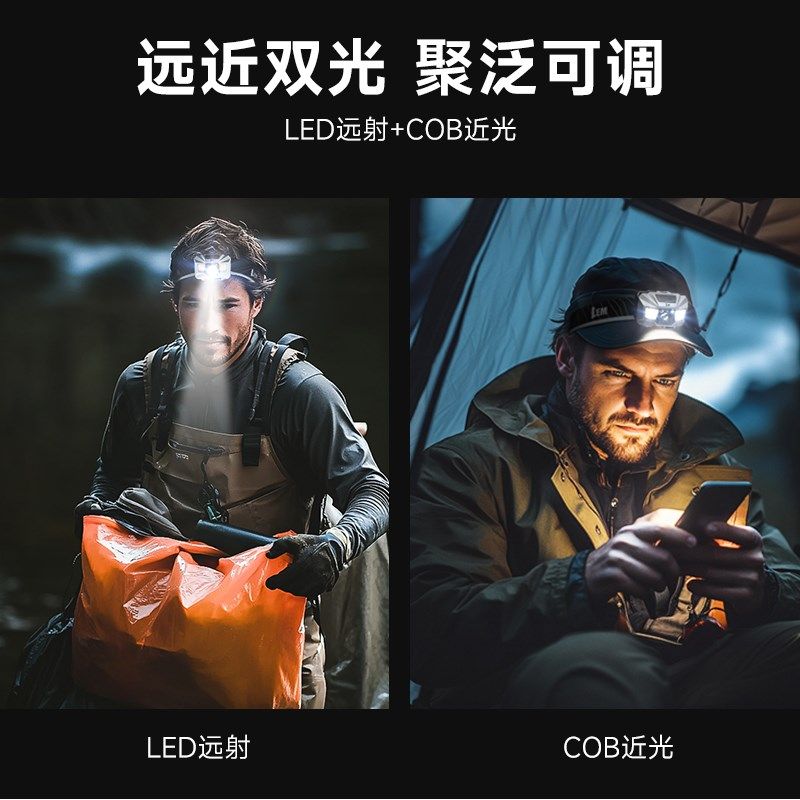 LEM头灯钓鱼强光充电超亮续航超长户外登山夜钓头戴式照明灯