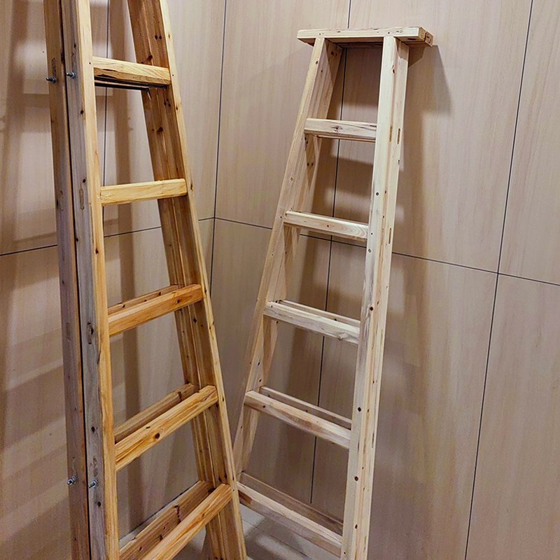 实木木梯子人字梯家用折叠合梯杉木双侧梯工地水电工程梯加粗加厚
