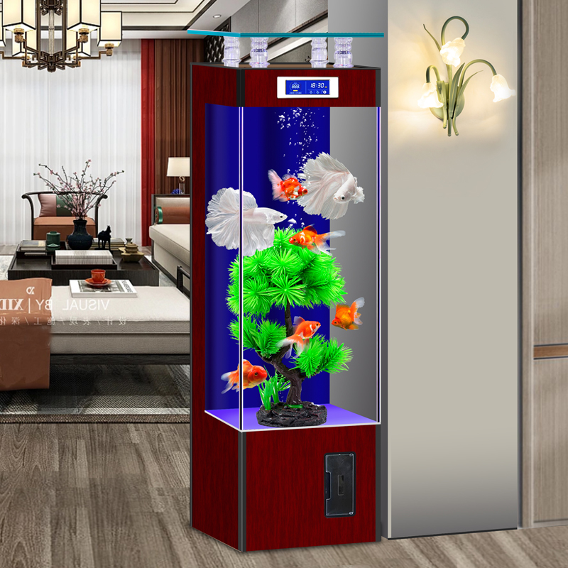 超白玻璃鱼缸客厅小型家用立式落地生态金鱼缸2023新款智能水族箱