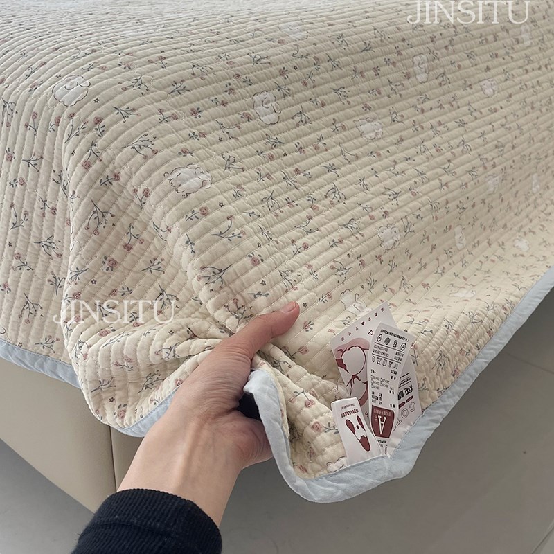 纯棉床盖三件套全棉夹棉单件床单榻榻米炕盖防滑2025新款四季通用