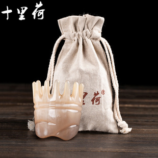 天然圆筒牛角梳头部经络保健按摩防静电家用头疗梳男女通用洗头刷
