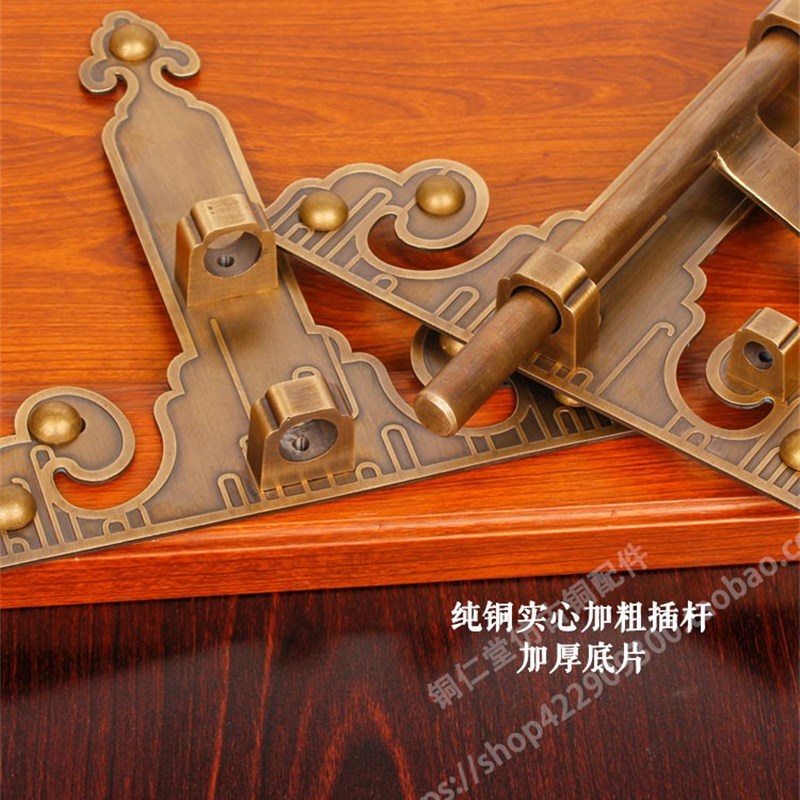 中式纯铜大门插销门扣铜门闩老式庭院户外木门锁扣古建别墅门栓锁