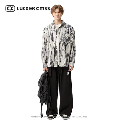 LUKER CMSS高街潮牌休闲百搭男女同款宽松直筒西裤