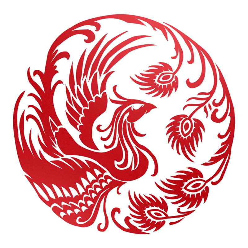 新古典中式凤凰贴纸创意店商铺装饰窗花玻璃门橱窗镂空平面墙贴画图片