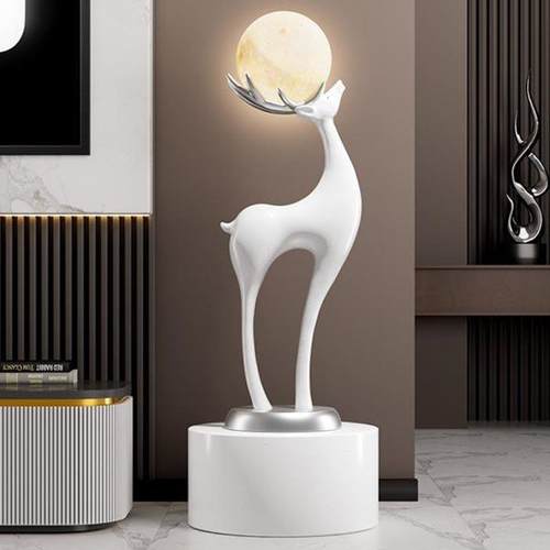 招财鹿电视柜旁边落地摆件轻奢高档客厅装饰工艺品氛围灯乔迁新居