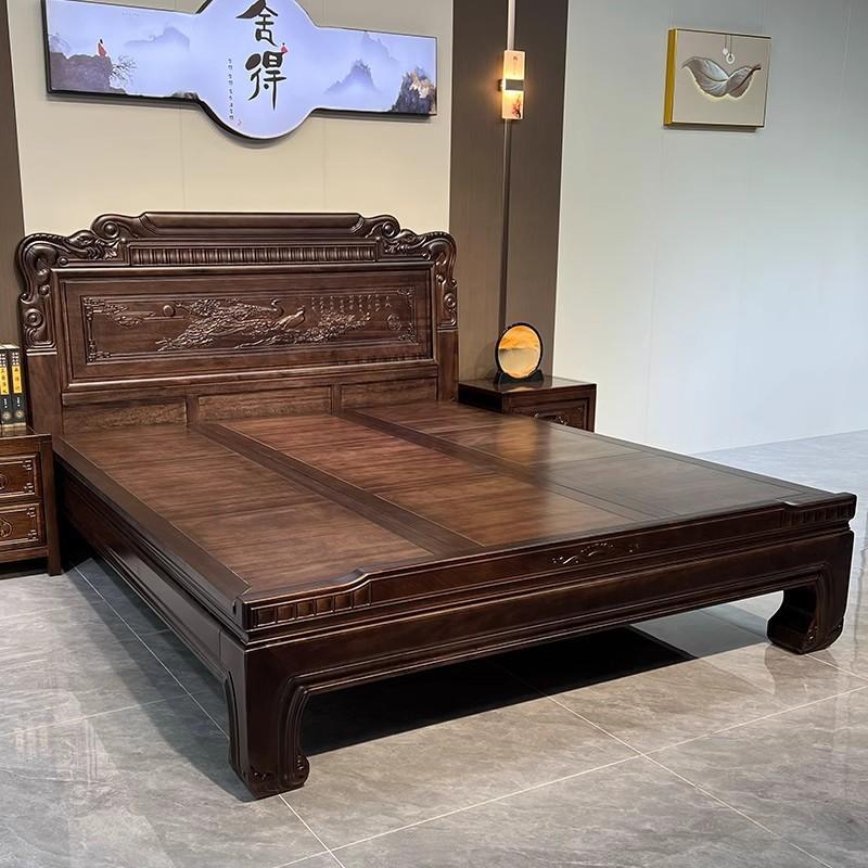 工厂直销南美紫檀1.8m实木床中式榫卯双人床主卧明清仿古雕花大床