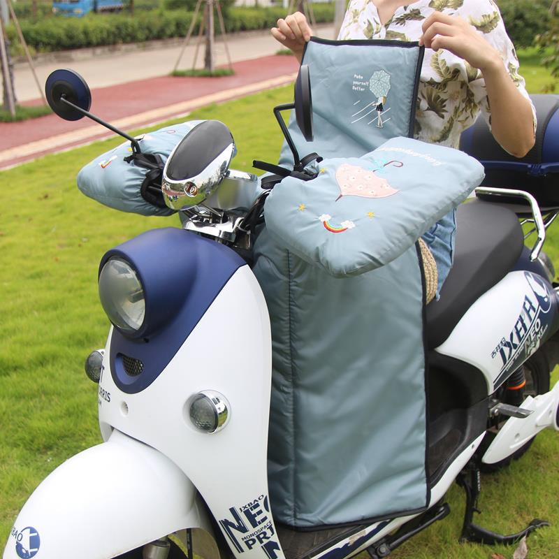 电动车挡风被冬季电瓶车加大加厚保暖绒电动摩托车防水分体电车罩