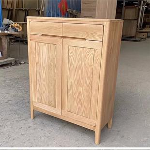 新款北欧实木二门鞋柜橡木门门厅柜玄关柜简约原木收纳柜橡木收纳