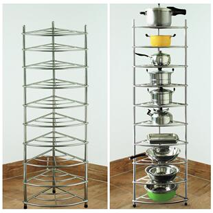 304不锈钢脸盆架浴室厨房卫生间落地三角形置物架多层脸盆架10层