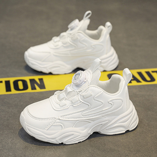 KEENDA科恩达男童小白鞋双网透气女童白色运动鞋儿童皮面跑步鞋子