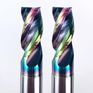 高硬动态铝铣刀钨钢高效厚前波刀u型槽波纹彩色合金厚皮革三刃