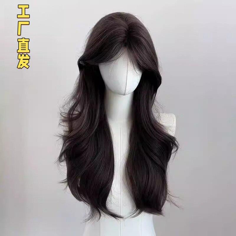 假发女片头顶不戴发网韩式中分浏海大波浪慵懒长卷发方圆脸假发