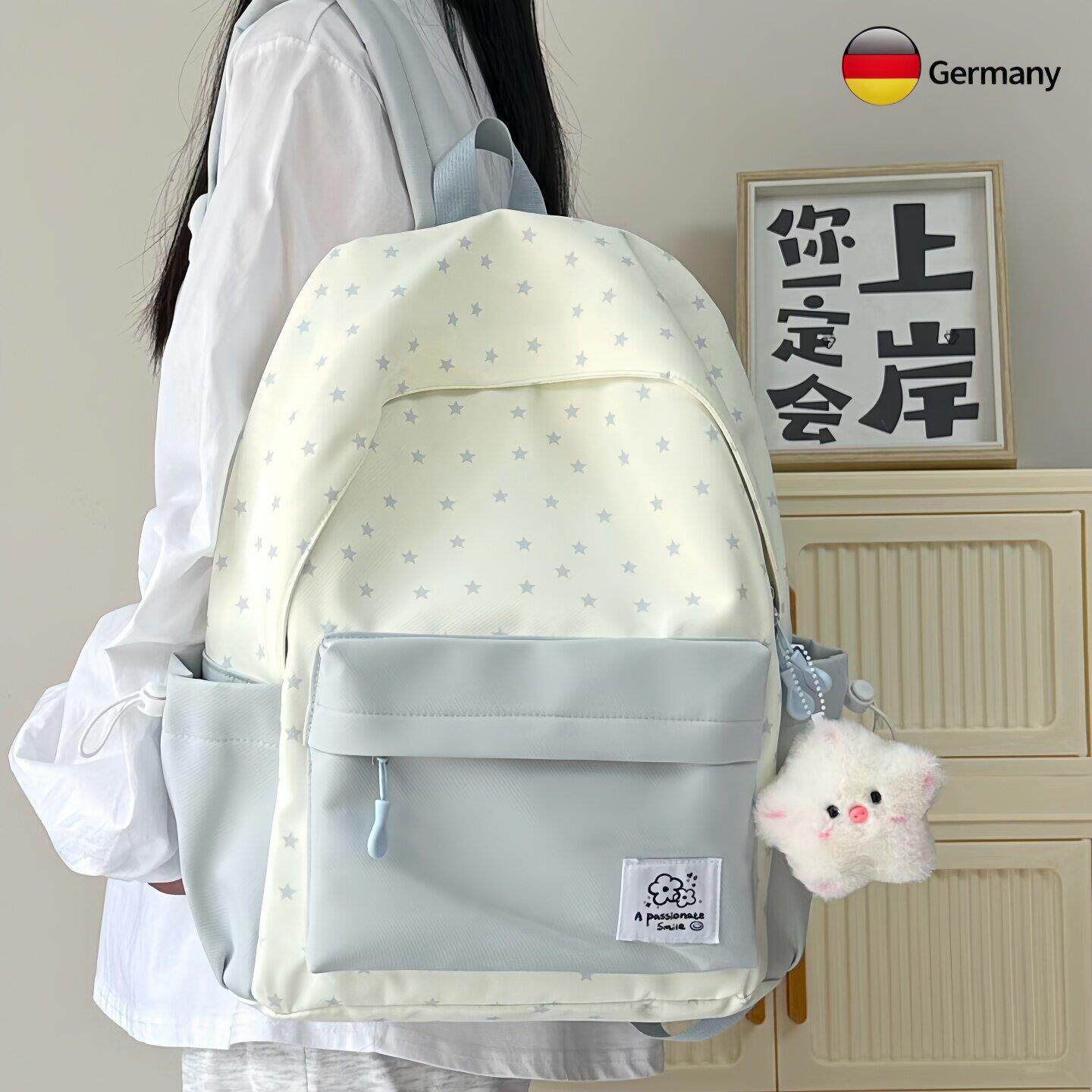 德国初中生书包小清新ins可爱大容量女高颜值高中背包百搭双肩包