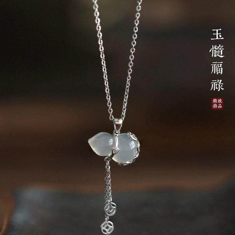 S999纯银项链女葫芦链坠优雅气质送妈妈纪念情人节生日礼物送女友