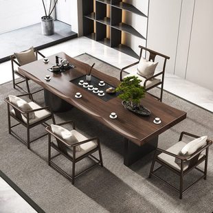 新中式实木大板茶台茶桌家用客厅泡茶喝茶桌椅组合办公室禅意茶室