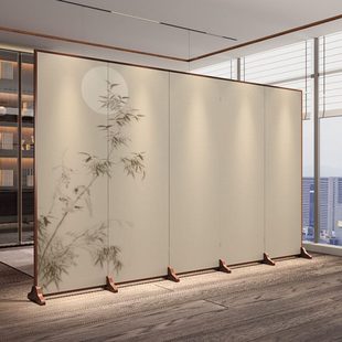 茶室可折叠移动实木酒店遮挡装 屏风隔断客厅入户玄关新中式 饰折屏