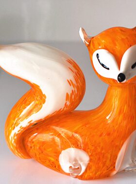 琉璃玻璃工艺品创意动物狐狸小摆件轻奢北欧风格家居装饰品礼物品