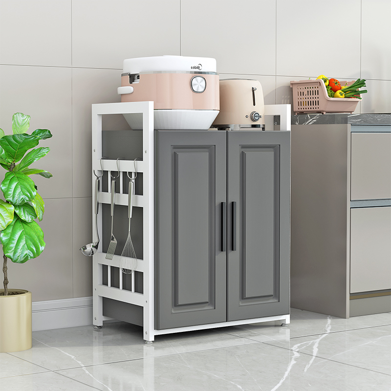 3层极简轻奢灰i色餐边柜厨房置物架微波炉烤箱置物架电器收纳架子