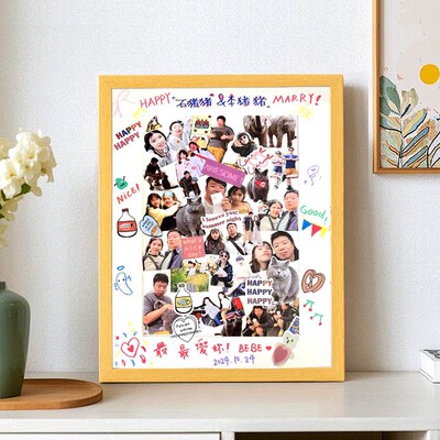 diy定制实木相框摆台照片情侣礼物生日礼品周年纪念涂鸦画框挂墙