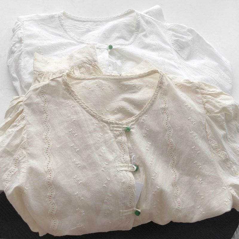 绿色盘扣绣花镂空长袖薄款衬衫早秋,女装/女士精品,衬衫,淘宝优惠券,粉丝福利购,淘宝优惠卷