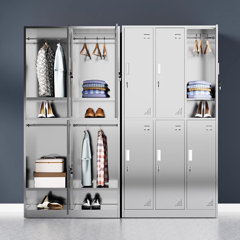 304不锈钢更衣柜二门员工柜储物文件柜器械柜带锁浴室存包柜子