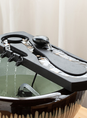 简约现代石槽鱼缸鱼池假山微景观造景喷泉流水器摆件循环水景配件