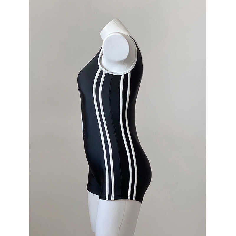 竞速连体泳衣女平角裤防走光宽肩带带胸垫游泳馆显瘦运动泳装