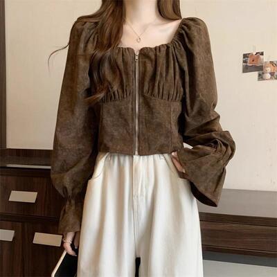 大码法式高级感方领长袖衬