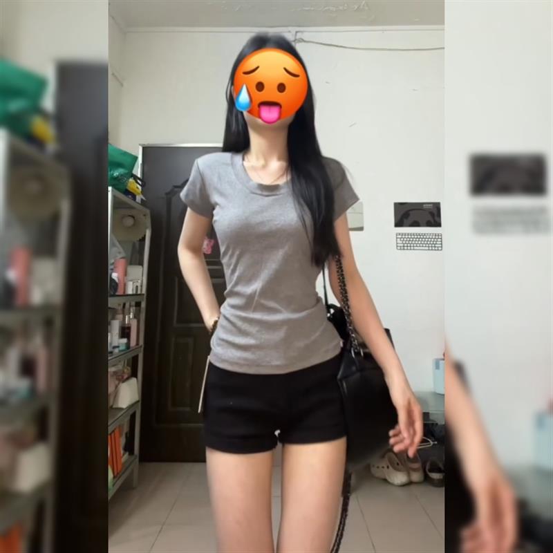 灰色正肩t恤短袖上衣女夏季修身百搭显瘦小众设计感u领内搭打底衫