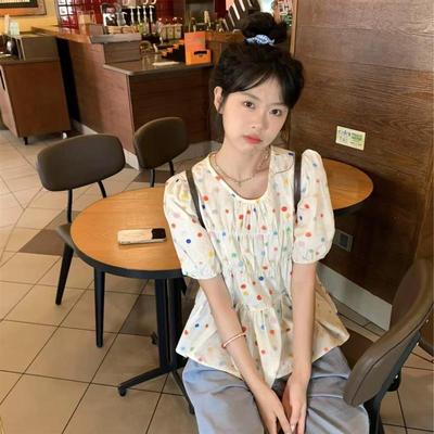 甜美可爱波点娃娃衫短袖衬