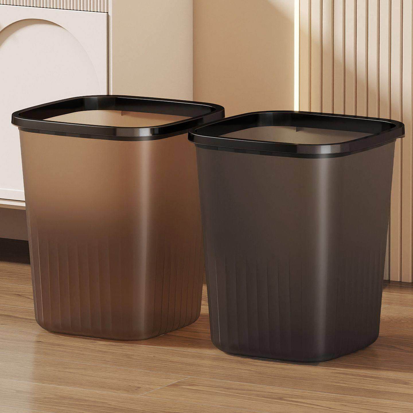 透明方形垃圾桶大容量卫生间家用大号卧室厨房办公室轻奢带压圈