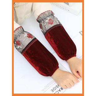 金丝绒袖 袖 套女士冬季 筒耐脏居家办公韩版 套 防污成人护肘套袖 长款