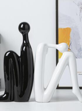 创意人物书档现代轻奢客厅酒柜装饰品办公室桌面书房书柜摆件高档