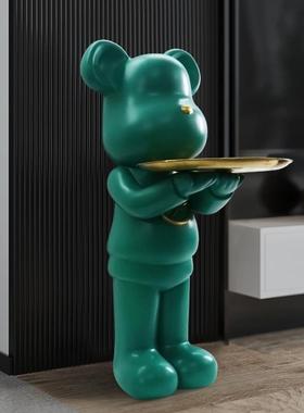 客厅电视柜两边沙发旁边的大型大号感玄关落地托盘装饰品摆件