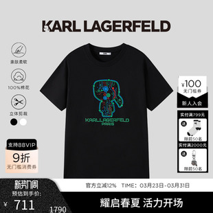 夏季 100%棉 新款 涂鸦设计短袖 KARL T恤老佛爷男装 LAGERFELD