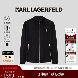 KARL LAGERFELD卡尔拉格斐冬黑色商务休闲棉服夹克老佛爷高级男装