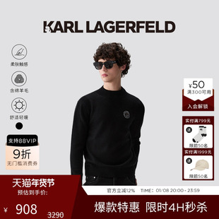 【绵羊毛】KARL LAGERFELD卡尔拉格斐25秋新品卡通头像LOGO套头衫