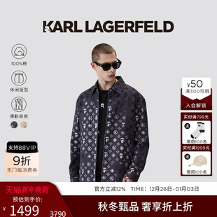 LAGERFELD 男士 100%棉 新款 外套 商务休闲印花夹克2025秋季 KARL