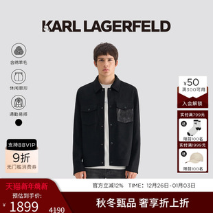 LAGERFELD 款 绵羊毛 新品 黑色毛呢挺阔夹克老佛爷男 25秋季 KARL