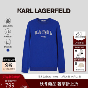 设计师新款 套头衫 老佛爷轻奢潮男 LAGERFELD卡尔绵羊毛长袖 KARL