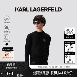 LAGERFELD卡尔拉格斐25秋新品 KARL 卡通头像LOGO套头衫 绵羊毛