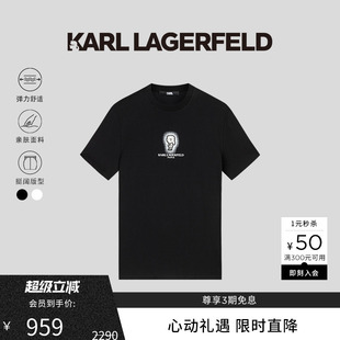 设计师款 KARL T恤老佛爷男装 LAGERFELD 高级上衣 logo印花棉质短袖