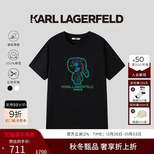 夏季 100%棉 新款 涂鸦设计短袖 KARL T恤老佛爷男装 LAGERFELD