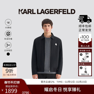 KARL LAGERFELD25秋冬新品黑色翻领行政夹克老佛爷高智感外套男