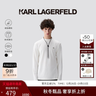 卡尔拉格斐老佛爷男装 T恤早秋新品 LAGERFELD徽章钉珠长袖 KARL