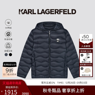 连帽短款 90%鸭绒 羽绒服25秋季 新款 KARL 老佛爷男装 LAGERFELD