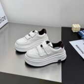 小个子魔术贴轻便休闲松糕鞋 绝美增高6cm厚底小白鞋 女2025秋新款