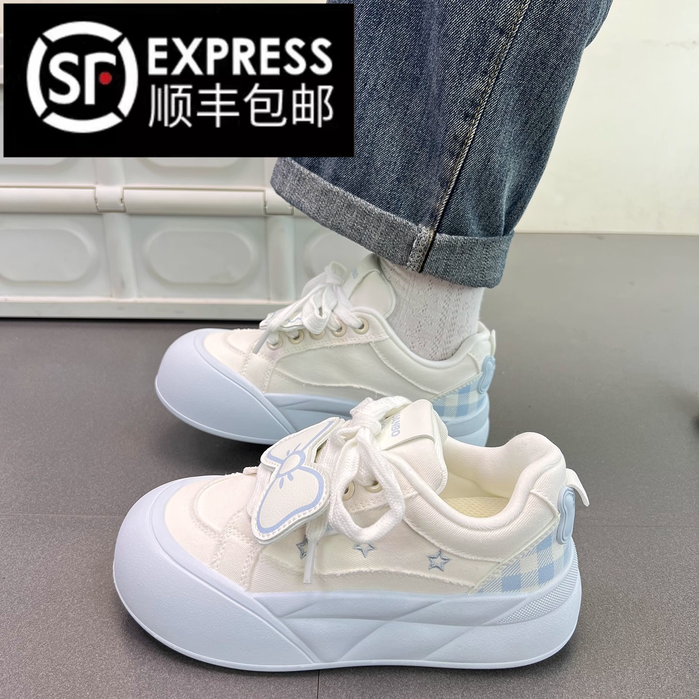 夏季配裙子可爱圆头鞋子帆布鞋女